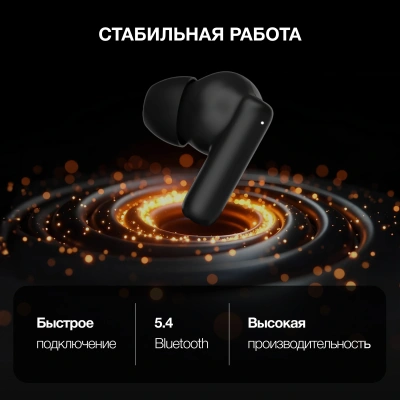 Гарнитура внутриканальные Hyundai H-EP204 черный беспроводные bluetooth в ушной раковине (HEP204)