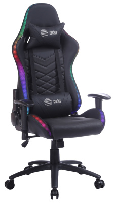 Кресло игровое Cactus CS-CHR-0099BL с RGB подсветкой черный эко.кожа с подголов. крестов. сталь