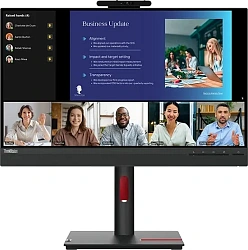 Монитор Lenovo 23.8" ThinkVision T24v-30 черный IPS LED 4ms 16:9 HDMI M/M Cam матовая HAS Piv 1000:1 250cd 178гр/178гр 1920x1080 75Hz VGA DP FHD USB 6.0кг