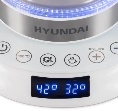 Чайник электрический Hyundai HYK-G5507 1.7л. 2200Вт белый/серебристый корпус: стекло