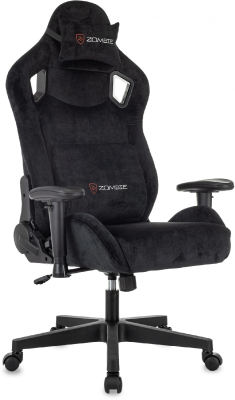 Кресло игровое Zombie Ghost Fabric черный Light-20 с подголов. крестов. пластик