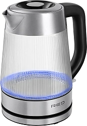 Чайник электрический Red Solution G121 1.8л. 2200Вт черный/серебристый корпус: стекло/металл/пластик