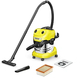 Строительный пылесос Karcher WD 4 S V-20/5/22 1000Вт (уборка: сухая/сбор воды) желтый