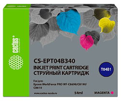 Картридж струйный Cactus CS-EPT04B340 T04B3 пурп.пигм. (54мл) для Epson WorkForce Pro WF-C8190, WF-C8690 с чипом