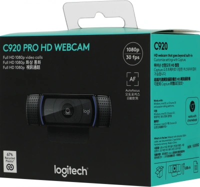 Камера Web Logitech HD Pro C920 черный 2Mpix (1920x1080) USB2.0 с микрофоном (960-001062)