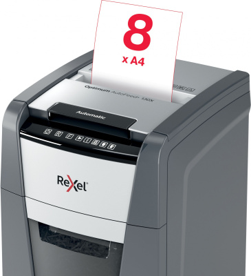 Шредер Rexel Optimum AutoFeed 130X черный с автоподачей (секр.P-4) фрагменты 130лист. 44лтр. скрепки скобы пл.карты