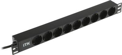 Блок распределения питания ITK алюминевый профиль PH22-9D2 гор.размещ. 9xSchuko базовые 10A C14 2м
