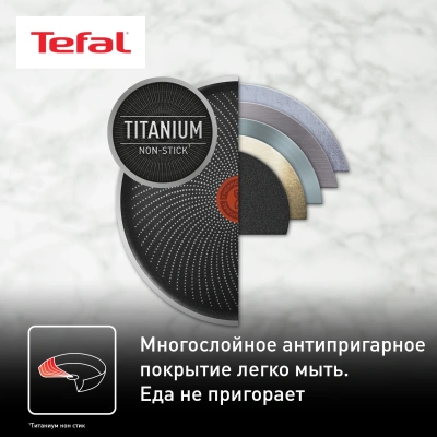 Сковорода Tefal Intuition B8170644 круглая 28см покрытие: Titanium ручка несъемная (без крышки) стальной (2100125771)