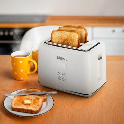 Тостер Kitfort КТ-6872 1080Вт белый/серебристый