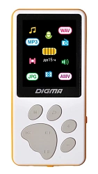 Плеер Hi-Fi Flash Digma S4 8Gb белый/оранжевый/1.8"/FM/microSDHC