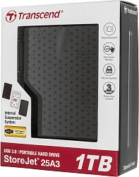 Жесткий диск Transcend USB3.0 1TB TS1TSJ25A3K StoreJet 25A3 2.5" черный