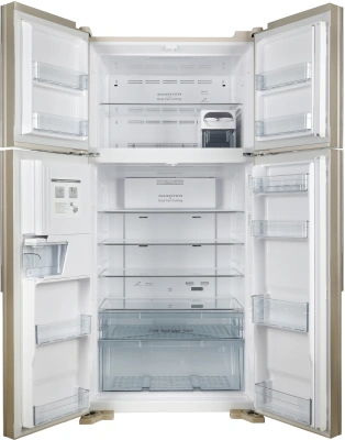 Холодильник Hitachi R-W660PUC7 GBE 2-хкамерн. бежевый стекло инвертер