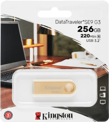 Флеш Диск Kingston 256GB DataTraveler SE9 DTSE9G3/256GB USB3.0 золотистый