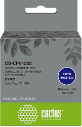 Картридж ленточный Cactus CS-LT-91203 91203 черный на красном 12x4 для Dymo Letra Tag LT-100H