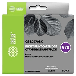 Картридж струйный Cactus CS-LC970BK черный (22.6мл) для Brother DCP-135C/150C/MFC-235C/260C с чипом
