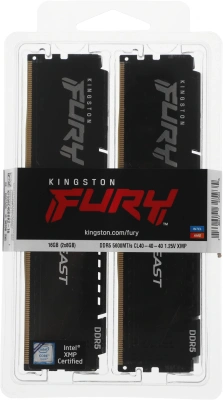 Память DDR5 2x8Gb 5600MHz Kingston KF556C40BBK2-16 Fury Beast RTL Gaming PC5-44800 CL40 DIMM 288-pin 1.25В single rank с радиатором Ret