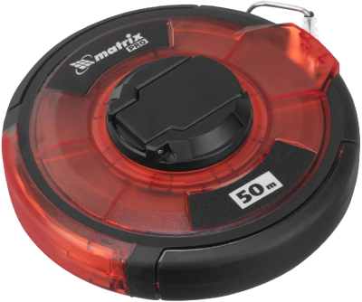Рулетка геодезическая Matrix 31282 дл.полотна 50м изм.шкала в см зацеп простой красный/черный