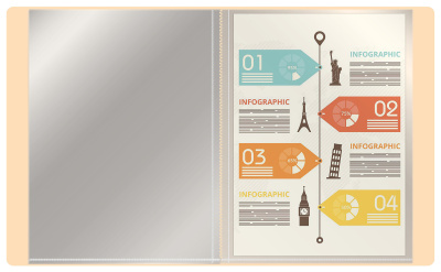 Папка-портфолио с 40 прозр.вклад. Бюрократ Gems GEMPP40CREAM A4 пластик 0.7мм карм.на лиц.стор. кремовый жемчуг