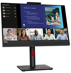 Монитор Lenovo 23.8" ThinkVision T24v-30 черный IPS LED 4ms 16:9 HDMI M/M Cam матовая HAS Piv 1000:1 250cd 178гр/178гр 1920x1080 75Hz VGA DP FHD USB 6.0кг