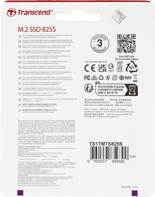 Накопитель SSD Transcend SATA-III 1TB TS1TMTS825S 825S M.2 2280 0.3 DWPD
