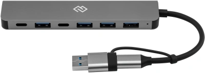 Разветвитель USB-C + USB-A Digma DHUB-7USB-AC 7порт. серебристый