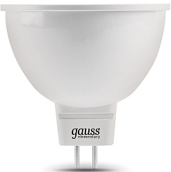 Лампа светодиодная Gauss 7Вт цок.:GU5.3 рефлек. 220B св.свеч.бел.теп. MR16 (упак.:1шт) (13517)