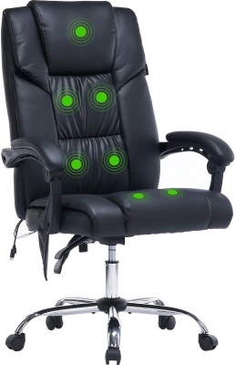 Кресло Cactus CS-CHR-OC02M-BK с вибромассажем черный эко.кожа крестов. сталь