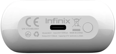 Гарнитура вкладыши Infinix XE37 белый беспроводные bluetooth в ушной раковине (10317668)