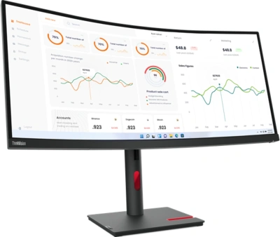 Монитор Lenovo 34" ThinkVision T34w-30 черный VA LED 21:9 HDMI матовая HAS Piv 3000:1 350cd 178гр/178гр 3440x1440 60Hz DP QHD USB 9.5кг