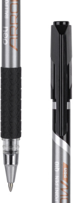 Набор ручек шариков. Deli Arrow (EQ10-BK-P) синий мет./черный черн. черн. кор.карт. (12шт) сменный стержень линия 0.7мм резин. манжета
