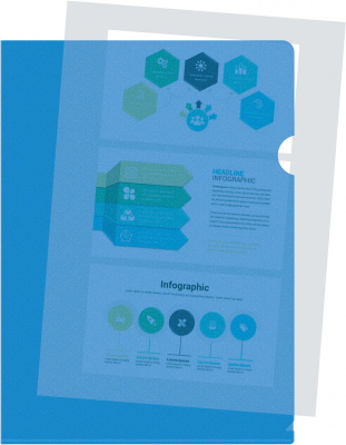 Папка-уголок Buro -E120BU/BLU тисненый A4 пластик 0.12мм синий