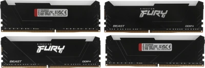 Память DDR4 4x16GB 3200MHz Kingston KF432C16BB2AK4/64 Fury Beast Black RGB RTL Gaming PC4-25600 CL16 DIMM 288-pin 1.35В dual rank с радиатором Ret