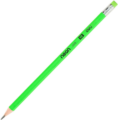 Карандаш ч/г Deli EU51600 Neon HB трехгран. тополь карт.кор. (12шт) ластик