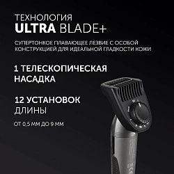 Триммер Polaris Ultra Blade PHC 1704 графитовый (насадок в компл:1шт)