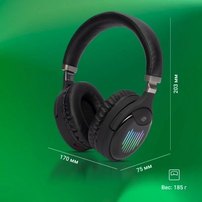 Гарнитура накладные Digma BT-16 черный беспроводные bluetooth оголовье (BT-16B)