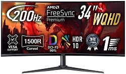 Монитор Acer 34" Nitro XZ340CURX2bmiipphx черный VA LED 1ms 21:9 HDMI M/M матовая HAS 3500:1 350cd 178гр/178гр 3440x1440 200Hz DP 2K 6.9кг