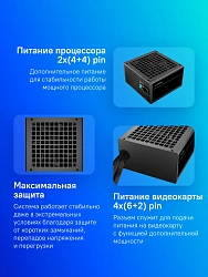 Блок питания Deepcool ATX 750W PF750 80+ white (20+4pin) APFC 120mm fan 6xSATA RTL