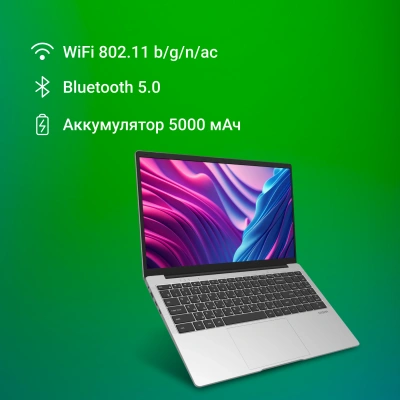 Ноутбук Digma EVE P5416 Pentium Silver N5030 4Gb SSD128Gb Intel UHD Graphics 605 15.6" IPS FHD (1920x1080) Windows 11 Pro silver WiFi BT Cam 5000mAh (DN15N5-4BXW01)