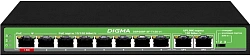 Коммутатор Digma DSP208F-2F-T120 DSP208F-2F-T120 V1 (L2) 10x100Мбит/с 8PoE 8PoE+ 120W неуправляемый
