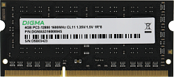 Память DDR3 4GB 1600MHz Digma DGMAS31600004S RTL PC3-12800 CL11 SO-DIMM 204-pin 1.35В single rank Ret