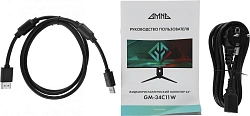 Монитор GMNG 34" Gaming GM-34C11W черный VA LED 2ms 21:9 HDMI M/M матовая HAS Piv 4000:1 300cd 178гр/178гр 3440x1440 165Hz G-Sync FreeSync DP 2K 8.57кг