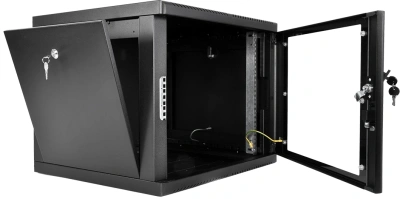 Шкаф коммутационный ЦМО (ШРН-М-9.500-9005) настенный 9U 600x520мм пер.дв.стекл 130кг черный 456мм 19.35кг 180град. 480мм металл