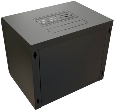 Шкаф коммутационный WRline (WR-TW-1566-GP-RAL9004) настенный 15U 600x600мм пер.дв.стекл 2 бок.пан. направл.под винты 60кг черный 520мм 775мм IP20 сталь