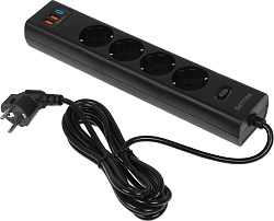 Сетевой фильтр Philips CHP8246BB/51 3м (4 розетки) черный (коробка)