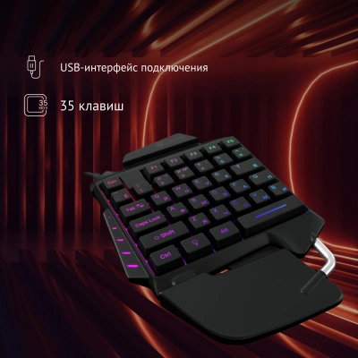 Игровой блок Оклик 703GK черный USB for gamer LED (подставка для запястий) (1533151)