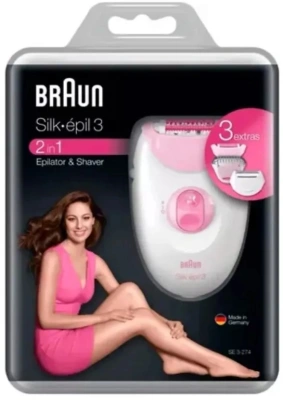 Эпилятор Braun SE3274 скор.:2 насад.:2 от электр.сети розовый/белый