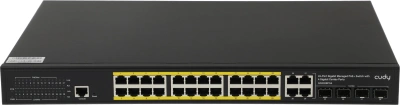 Коммутатор Cudy GS2028PS4-400W (L2) 28x1Гбит/с 4xКомбо(1000BASE-T/SFP) 24PoE 400W управляемый
