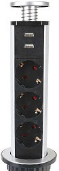Сетевой разветвитель Premier 3R USB 1.8м (3 розетки) серый (коробка)