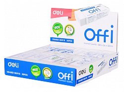 Ластик Deli EH03110 Offi 60x24x12мм ПВХ белый индивидуальная картонная упаковка