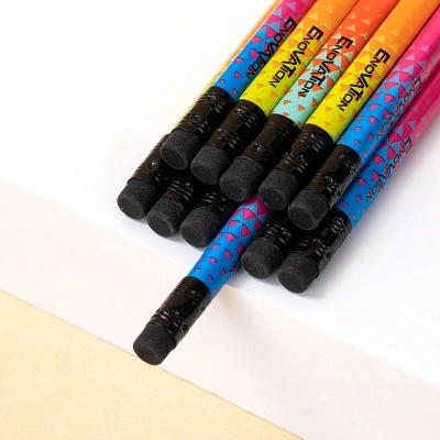 Карандаш ч/г Deli EC050-HB 2.2мм HB трехгран. ассорти ластик